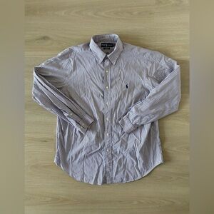 Ralph Lauren Men's Blue and White Striped Shirt Size L